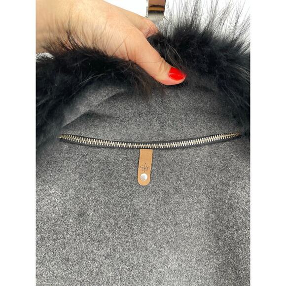 Mackage Felipa Charcoal Wool/Nylon/Cashmere Jacket Asiatic Racoon Fur Trim Small - Picture 9 of 13
